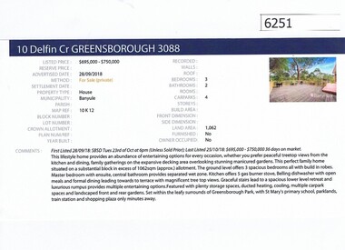 Advertising Leaflet, Barry Plant Greensborough, 10 Delfin Crescent Greensborough, 28/09/2018