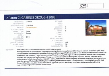 Advertising Leaflet, Barry Plant Greensborough, 2 Paton Court Greensborough, 17/07/2018