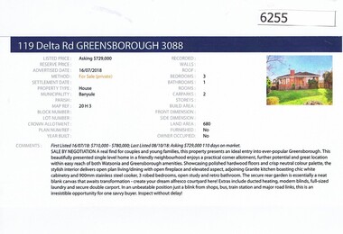 Advertising Leaflet, Barry Plant Greensborough, 119 Delta Road  Greensborough, 16/07/2018