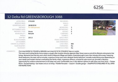 Advertising Leaflet, Barry Plant Greensborough, 32 Delta Road  Greensborough, 28/08/2018