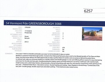 Advertising Leaflet, Barry Plant Greensborough, 54 Vermont Parade Greensborough, 17/10/2018