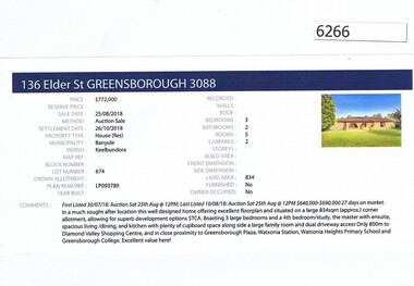 Advertising Leaflet, Barry Plant Greensborough, 136 Elder Street Greensborough, 25/08/2018