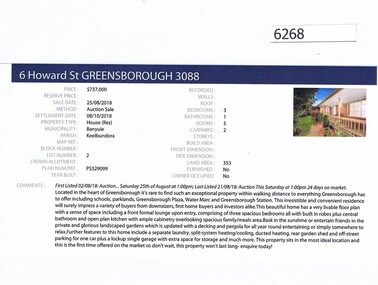 Advertising Leaflet, Barry Plant Greensborough, 6 Howard Street Greensborough, 25/08/2018