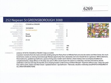 Advertising Leaflet, Barry Plant Greensborough, 252 Nepean Street Greensborough, 19/10/2018