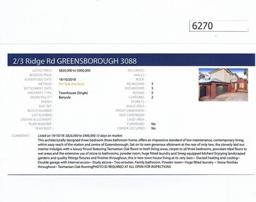 Advertising Leaflet, Barry Plant Greensborough, 2/3 Ridge Road Greensborough, 19/10/2018