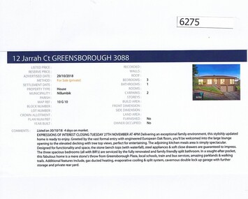 Advertising Leaflet, Barry Plant Greensborough, 12 Jarrah Court Greensborough, 29/10/2018
