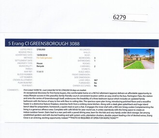 Advertising Leaflet, Barry Plant Greensborough, 5 Erang Close Greensborough, 10/09/2018