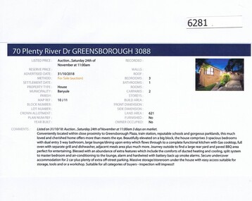 Advertising Leaflet, Barry Plant Greensborough, 70 Plenty River Drive Greensborough, 31/10/2018