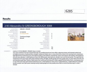 Advertising Leaflet, Barry Plant Greensborough, 2/83 Alexandra Street Greensborough, 31/10/2018