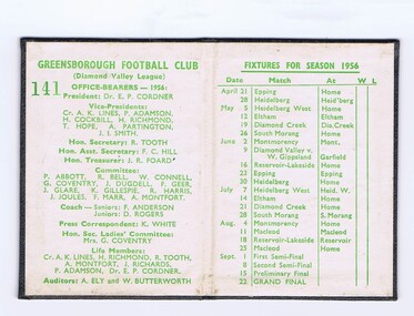 Membership Ticket - Digital Image, Greensborough Football Club, 1956, 1956_