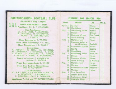 Membership Ticket - Digital Image, Greensborough Football Club, Greensborough Football Club, 1956, 1956_