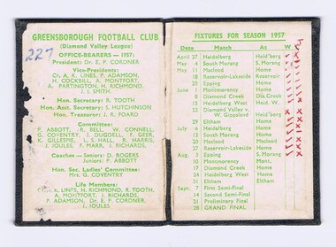 Membership Ticket - Digital Image, Greensborough Football Club, 1957, 1957_