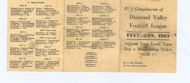 Football Fixture - Digital Image, Greensborough Football Club, Diamond Valley Football League Fixtures 1963, 1963_