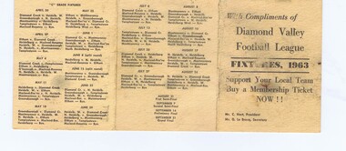 Document - Football Fixture - Digital Image, Greensborough Football Club, Diamond Valley Football League Fixtures 1963, 1963_