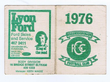 Membership Ticket - Digital Image, Greensborough Football Club, 1976, 1976_