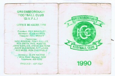 Document - Membership Ticket - Digital Image, Greensborough Football Club, Greensborough Football Club, 1990, 1990_