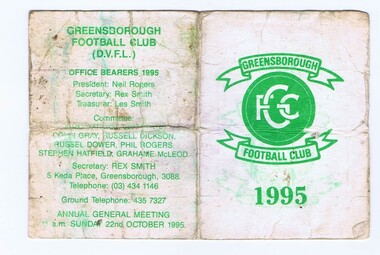 Document - Membership Ticket - Digital Image, Greensborough Football Club, Greensborough Football Club, 1995, 1995_
