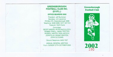 Membership Ticket - Digital Image, Greensborough Football Club, 2002, 2002_