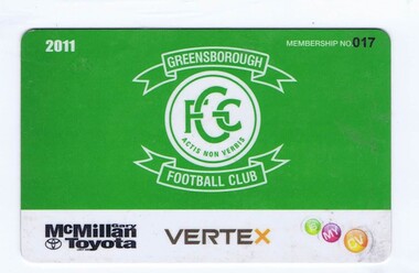 Document - Membership Ticket - Digital Image, Greensborough Football Club, Greensborough Football Club, 2011, 2011_