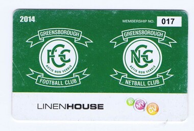 Membership Ticket - Digital Image, Greensborough Football Club, 2014, 2014_