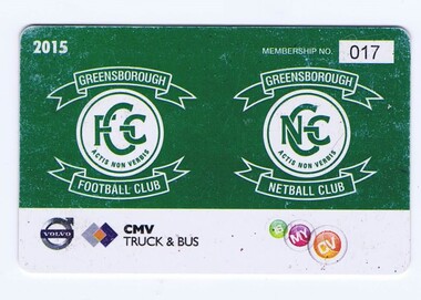 Membership Ticket - Digital Image, Greensborough Football Club, 2015, 2015_