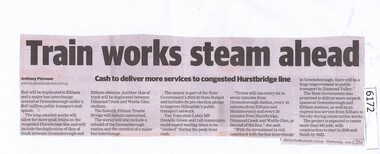 Newspaper Clipping, Train works steam ahead, 05/06/2019