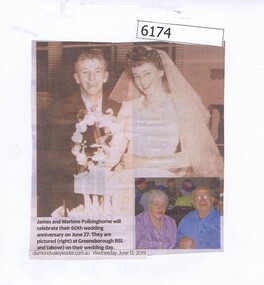 Newspaper Clipping, 60th Wedding Anniversary, 12/06/2019