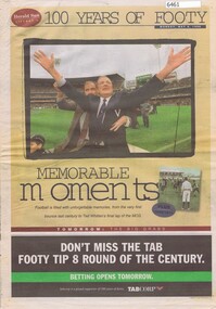 Newspaper - Newspaper supplement, Herald Sun, 100 years of footy, 06/05/1996