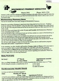Newsletter, Montmorency Pharmacy Newsletter March 2003, 2003_3