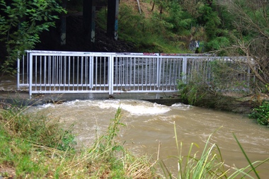 Photograph - Digital image, Plenty River in Flood 2017: The Footbridge, 14/12/2017