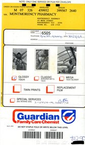 Envelope, Montmorency Pharmacy [photo processing envelope], 1996_