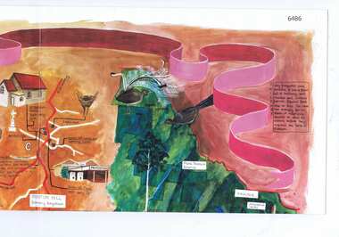 Map, Cultural heritage Map Shire of Eltham, designed and painted by Megan Evans, 1993_