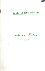 Document, Greensborough District Cricket Club, Annual Meeting 1974-5, 1975_