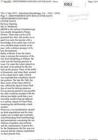 Newspaper Clipping (copy), Greensborough's red letter days; railway opening, by D. Medhurst, 13/04/1933