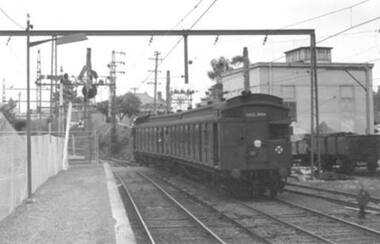 Photograph - Digital Image, Paul de Sauty, Tait 'red rattler' at Greensborough Railway Station 1960s, 1960s