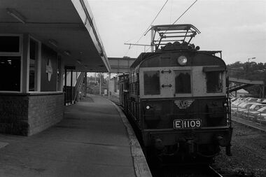 Photograph - Digital Image, Electric freight train at Greensborough Station 1970s, 1970s