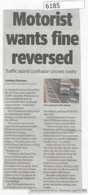 Newspaper Clipping, Diamond valley Leader, Motorist wants fine reversed, 21/08/2019