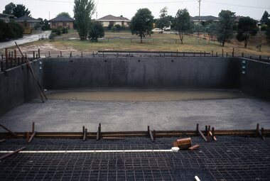 Photograph - Digital Image, Watsonia High School Pool, Construction 1976. The deep end sprayed, 12/12/1976
