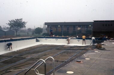 Photograph - Digital Image, Watsonia High School Pool, Construction 1976. Pool lining nearing completion, 12/12/1976