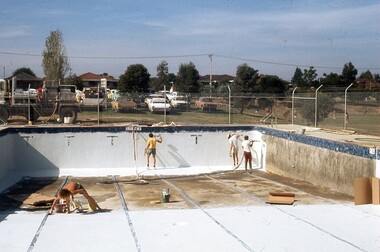 Photograph - Digital Image, Watsonia High School Pool, Construction 1976. Pool lining nearing completion 2, 12/12/1976