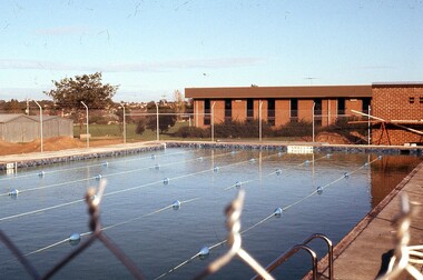 Photograph - Digital Image, Watsonia High School Pool, Construction 1976. Water in the pool, 12/12/1976