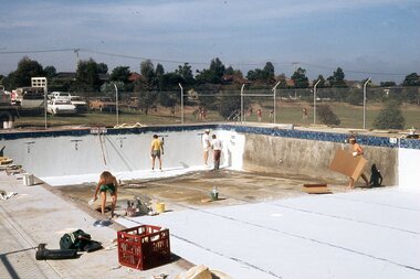 Photograph - Digital Image, Watsonia High School Pool, Construction 1976. Pool lining nearing completion 5, 12/12/1976