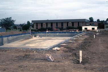 Photograph - Digital Image, Watsonia High School Pool, Construction 1976. Concrete and tiled edges complete, 12/12/1976