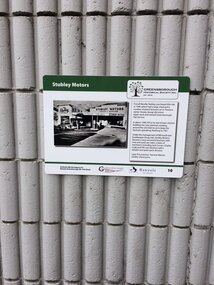 Photograph - Digital Image, Chris Foster, Stubley Motors Greensborough (Main Street Plaques Project), 17/05/2018