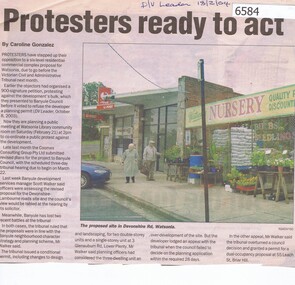 Newspaper Clipping, Protestors ready to act, by Caroline Gonzalez, 18/02/2004