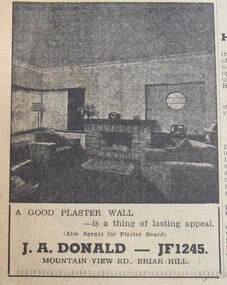 Advertisement - Digital image, J.A. Donald - Plaster, Briar Hill 1954, 1954_