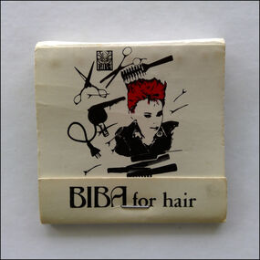 Match Container - Digital Image, Biba for Hair matchbook, 1980s