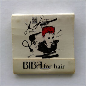 Match Container - Digital Image, Biba for Hair matchbook, 1980s, 1980s