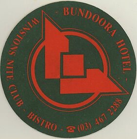 Coaster - Digital Image, Winston's Night Club Bistro coaster, 1990, 1990s