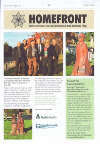 Article, Homefront: new sculptures for Greensborough War Memorial Park, 2017_08